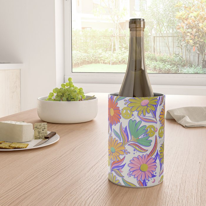 Drippy Daisy Dreamscape - Rainbow & Indigo on White Wine Chiller Gallery Image 4