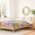 Drippy Daisy Dreamscape - Rainbow & Indigo on White Duvet Cover Gallery Image 2