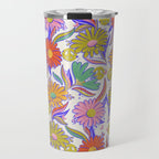 Drippy Daisy Dreamscape - Rainbow & Indigo on White Travel Mug Gallery Image 1