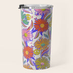 Drippy Daisy Dreamscape - Rainbow & Indigo on White Travel Mug Gallery Image 3