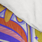 Drippy Daisy Dreamscape - Rainbow & Indigo on White Comforter Gallery Image 4