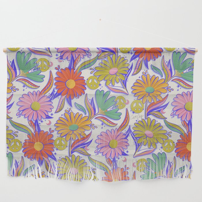 Drippy Daisy Dreamscape - Rainbow & Indigo on White Wall Hanging Gallery Image 1