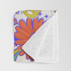 Drippy Daisy Dreamscape - Rainbow & Indigo on White Throw Blanket Gallery Image 3