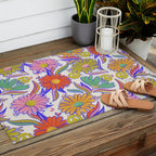 Drippy Daisy Dreamscape - Rainbow & Indigo on White Outdoor Rug Gallery Image 2