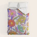 Drippy Daisy Dreamscape - Rainbow & Indigo on White Duvet Cover Gallery Image 6