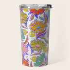 Drippy Daisy Dreamscape - Rainbow & Indigo on White Travel Mug Gallery Image 2