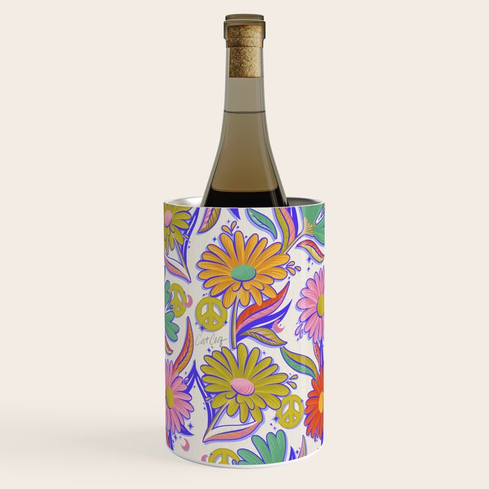 Drippy Daisy Dreamscape - Rainbow & Indigo on White Wine Chiller Gallery Image 3