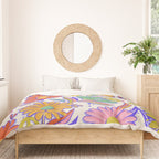 Drippy Daisy Dreamscape - Rainbow & Indigo on White Duvet Cover Gallery Image 3