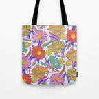 Drippy Daisy Dreamscape - Rainbow & Indigo on White Tote Bag Gallery Image 1