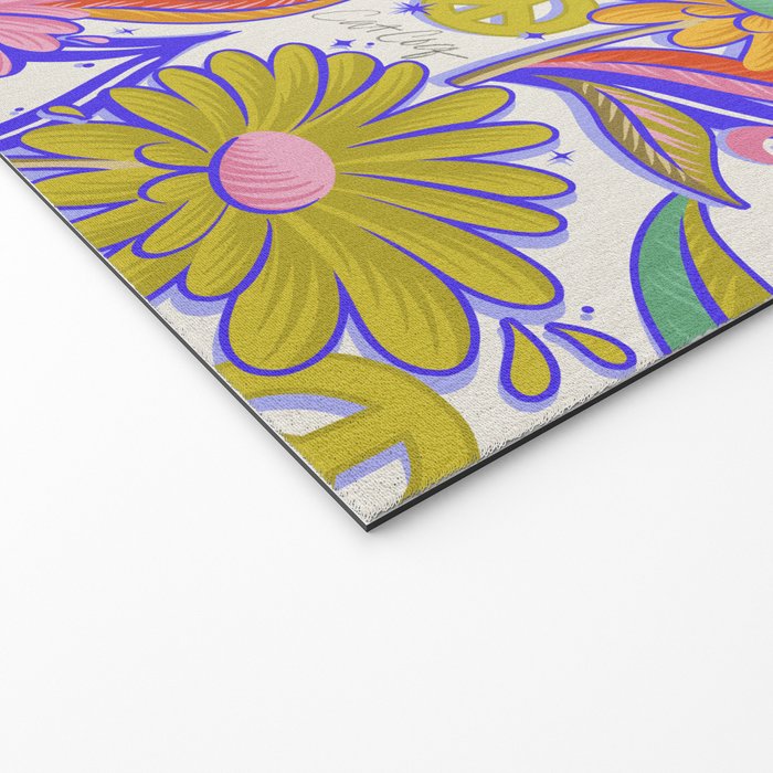 Drippy Daisy Dreamscape - Rainbow & Indigo on White Welcome Mat Gallery Image 2