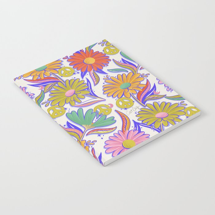 Drippy Daisy Dreamscape - Rainbow & Indigo on White Notebook Gallery Image 1