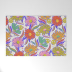 Drippy Daisy Dreamscape - Rainbow & Indigo on White Welcome Mat Gallery Image 1