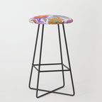 Drippy Daisy Dreamscape - Rainbow & Indigo on White Stool Gallery Image 1