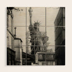 Piecing Together of the Architecture of the Statue Of Liberty In Paris, 1886 black and white photograph Wood Wall Art Gallery Image 1