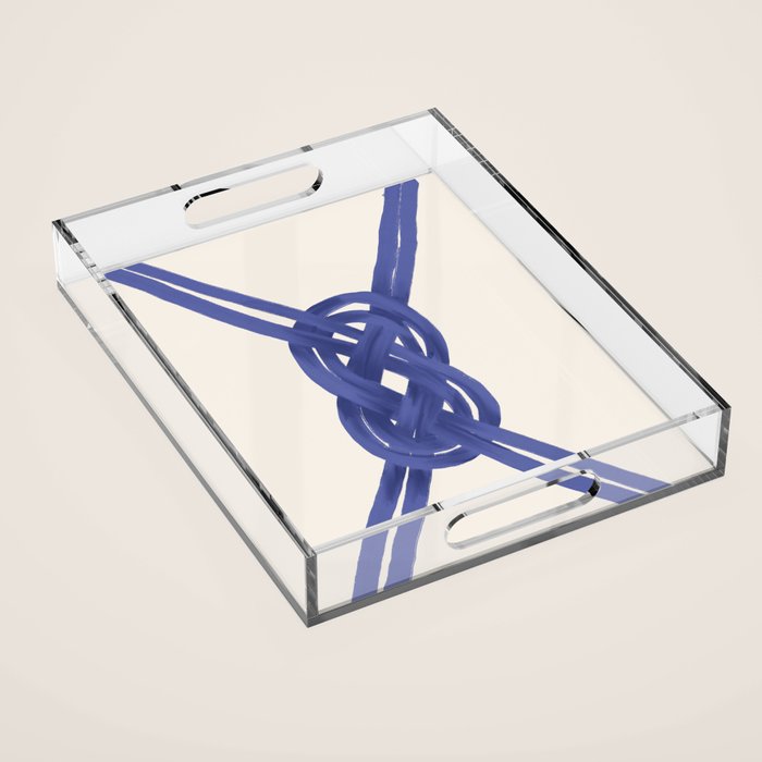 Nautical Knot Art Print  Minimalist Blue Rope Illustration Acrylic Tray Gallery Image 1