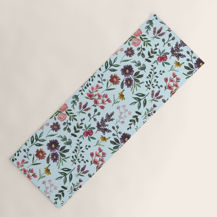 Bright Watercolor Flower - Blue Yoga Mat Gallery Image 1