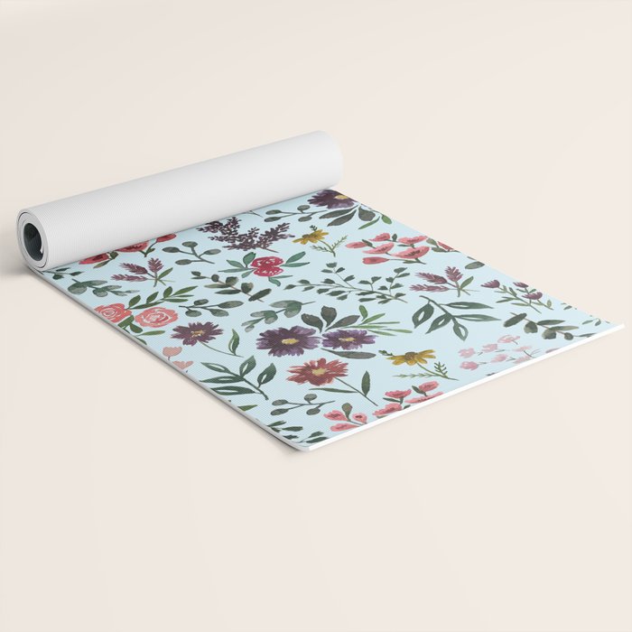 Bright Watercolor Flower - Blue Yoga Mat Gallery Image 2