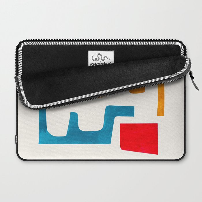 'Falling Down' Paper Collage Fun Colorful Shapes Mid Century Minimal Abstract Art by Ejaaz Haniff Laptop Sleeve Gallery Image 2
