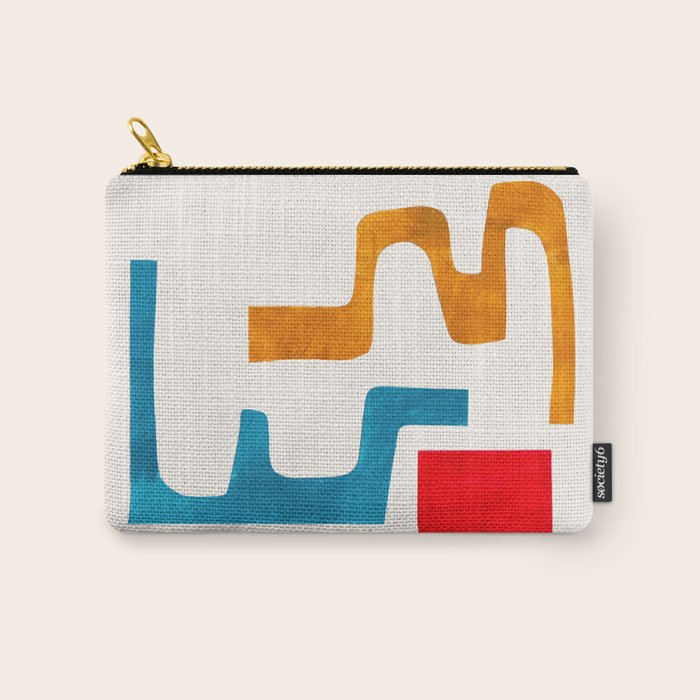 'Falling Down' Paper Collage Fun Colorful Shapes Mid Century Minimal Abstract Art by Ejaaz Haniff Carry All Pouch Gallery Image 1