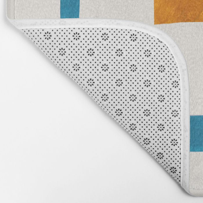 'Falling Down' Paper Collage Fun Colorful Shapes Mid Century Minimal Abstract Art by Ejaaz Haniff Bath Mat Gallery Image 2