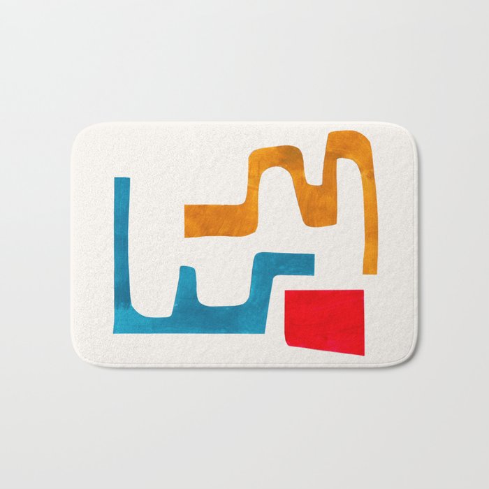 'Falling Down' Paper Collage Fun Colorful Shapes Mid Century Minimal Abstract Art by Ejaaz Haniff Bath Mat Gallery Image 1