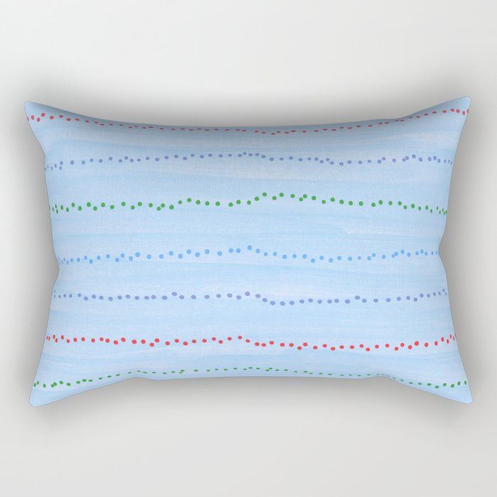 Minimal Doodle Dots in Sky Blue Rectangular Pillow Gallery Image 1