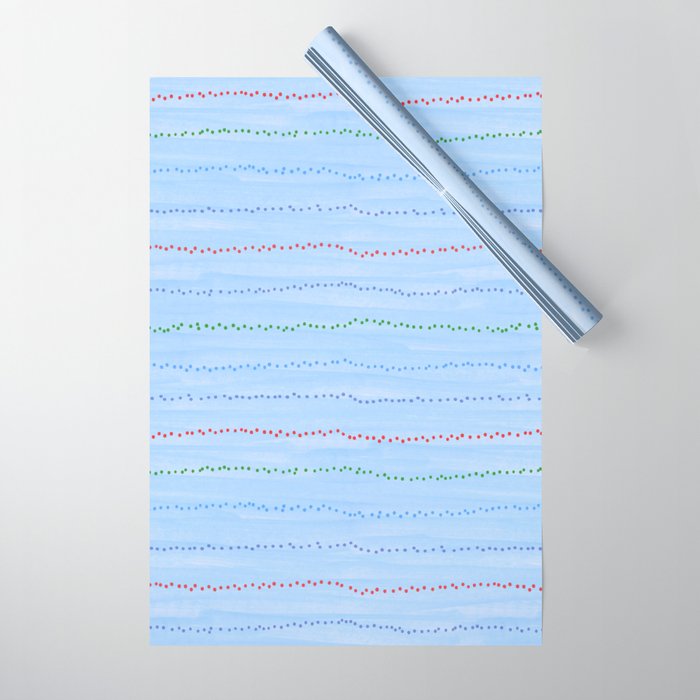 Minimal Doodle Dots in Sky Blue Wrapping Paper Gallery Image 1