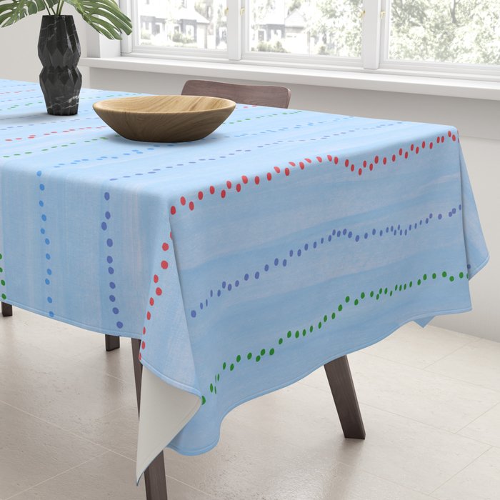 Minimal Doodle Dots in Sky Blue Tablecloth Gallery Image 3