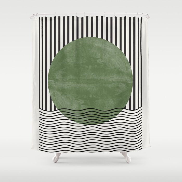 Abstract Modern Green Shower Curtain Gallery Image 1