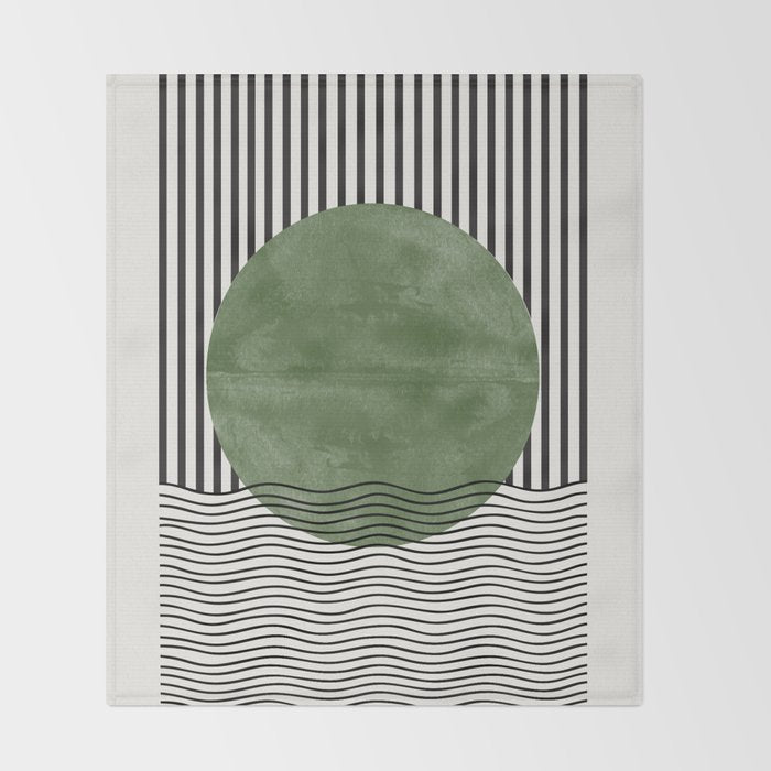 Abstract Modern Green Throw Blanket Gallery Image 2