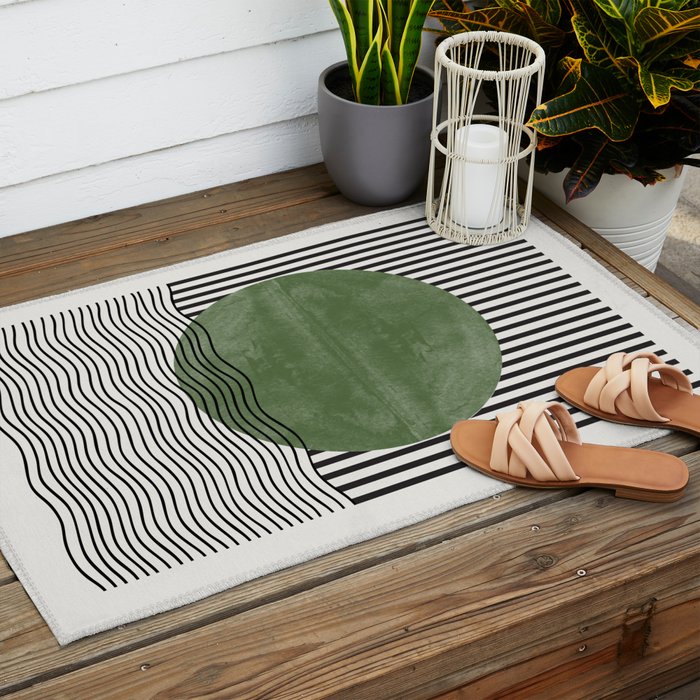 Abstract Modern Green Outdoor Rug Gallery Image 2