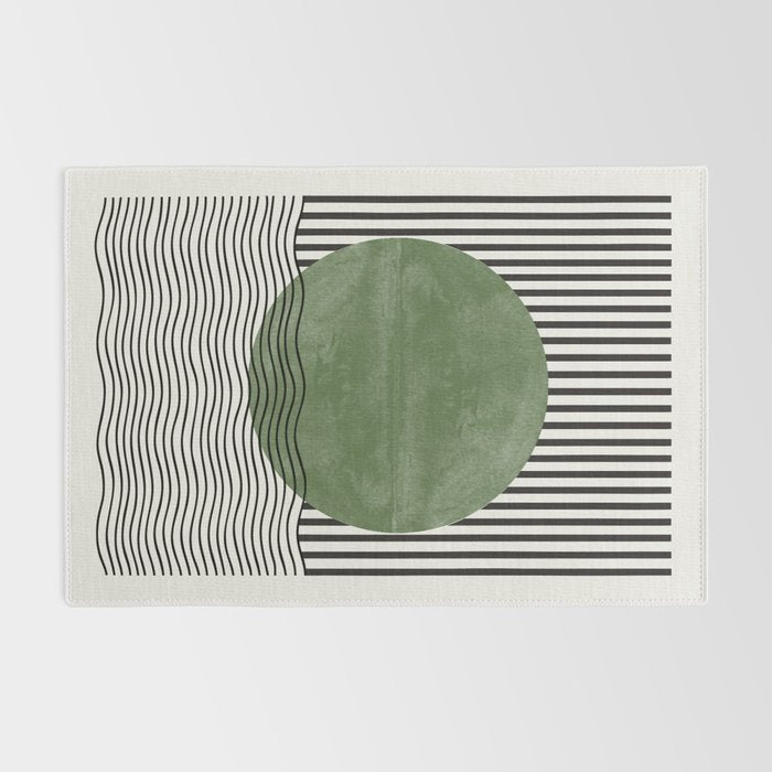 Abstract Modern Green Rug Gallery Image 2