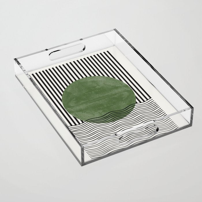 Abstract Modern Green Acrylic Tray Gallery Image 1