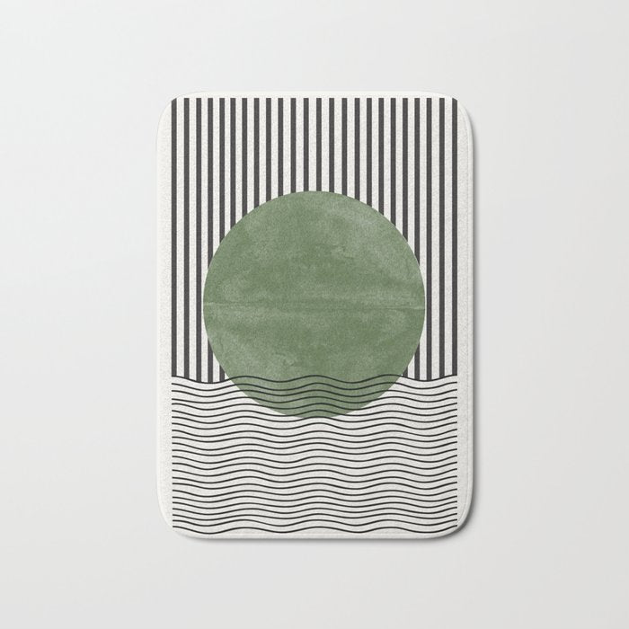 Abstract Modern Green Bath Mat Gallery Image 1