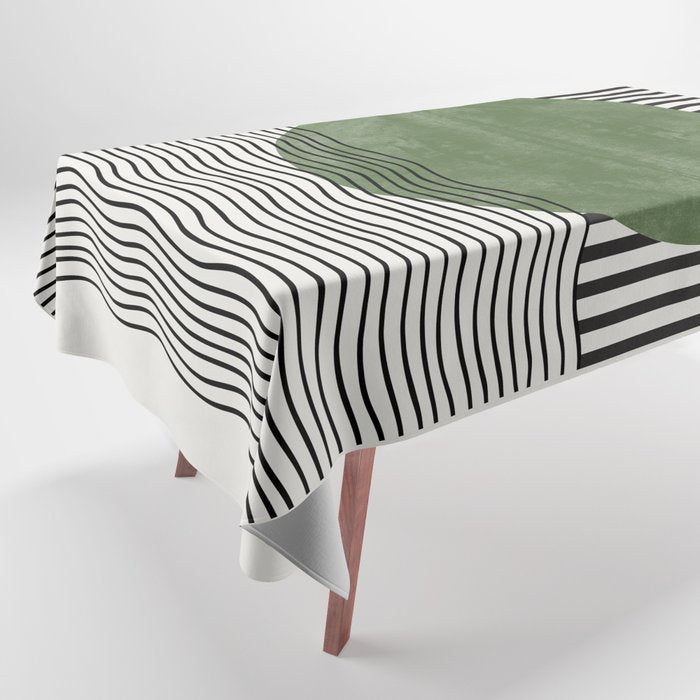 Abstract Modern Green Tablecloth Gallery Image 1
