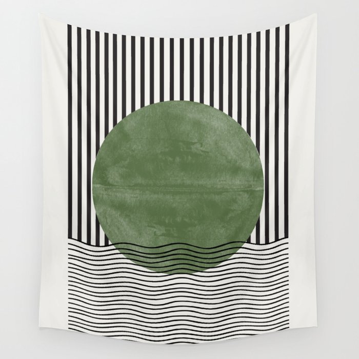 Abstract Modern Green Wall Tapestry Gallery Image 1