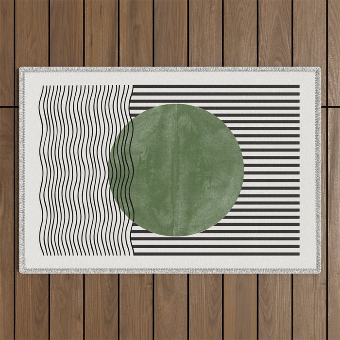 Abstract Modern Green Outdoor Rug Gallery Image 1