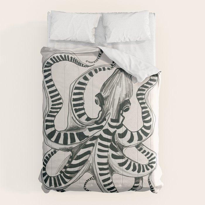 Striped Octopus Ink Drawing Comforter Gallery Image 6