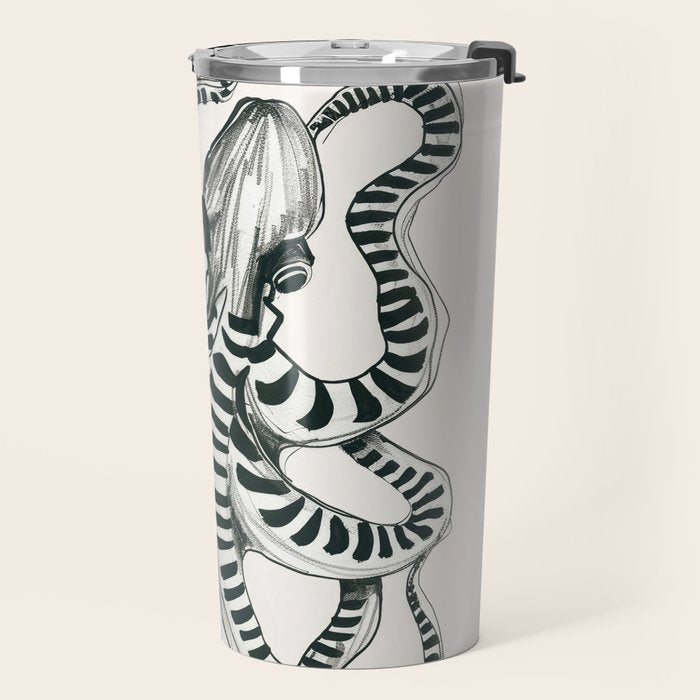 Striped Octopus Ink Drawing Travel Mug Gallery Image 2