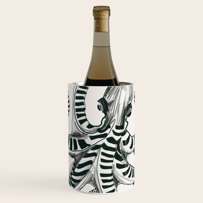 Striped Octopus Ink Drawing Wine Chiller Gallery Image 1