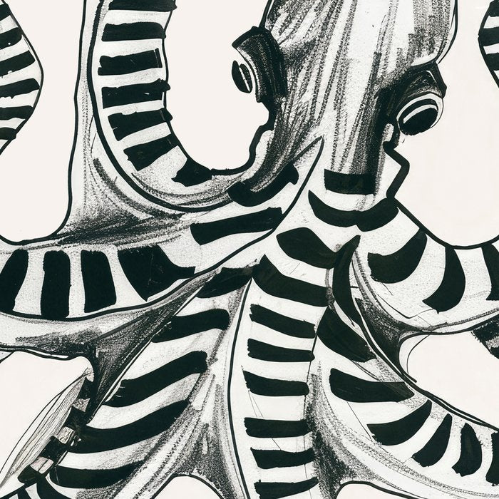 Striped Octopus Ink Drawing Coffee Mug Gallery Image 2