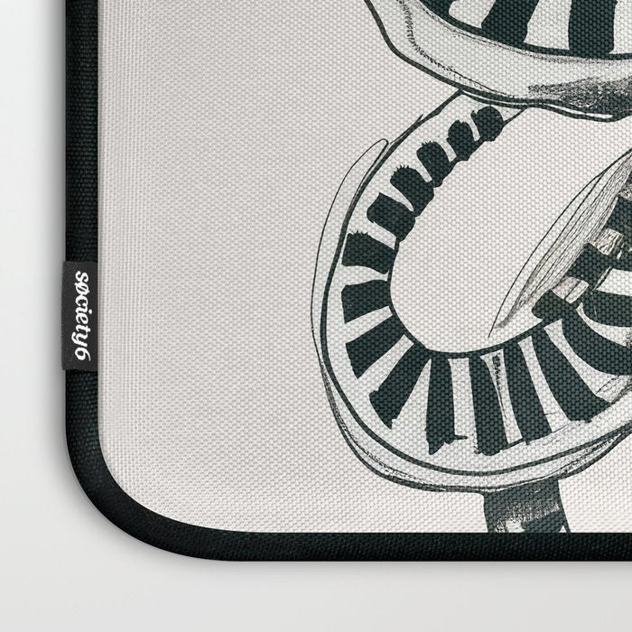 Striped Octopus Ink Drawing Laptop Sleeve Gallery Image 3