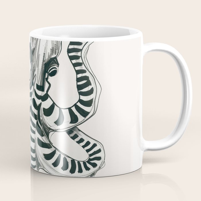 Striped Octopus Ink Drawing Coffee Mug Gallery Image 1