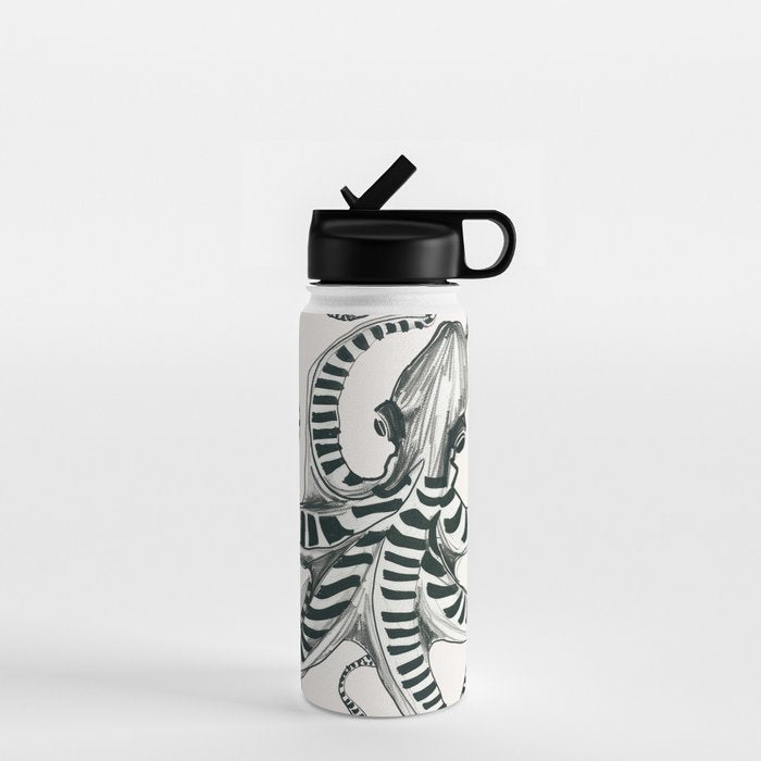 Striped Octopus Ink Drawing Water Bottle Gallery Image 1