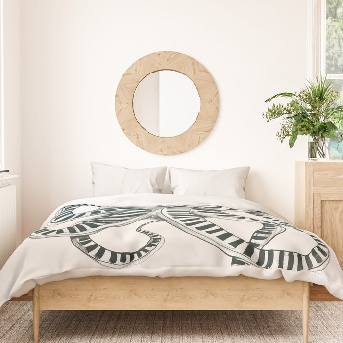 Striped Octopus Ink Drawing Duvet Cover Gallery Image 3