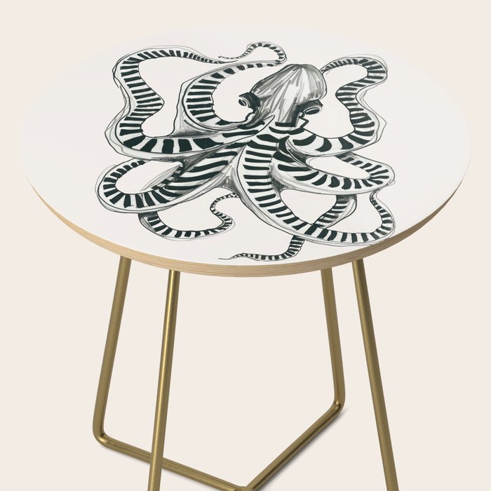 Striped Octopus Ink Drawing Side Table Gallery Image 2