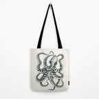 Striped Octopus Ink Drawing Tote Bag Gallery Image 2