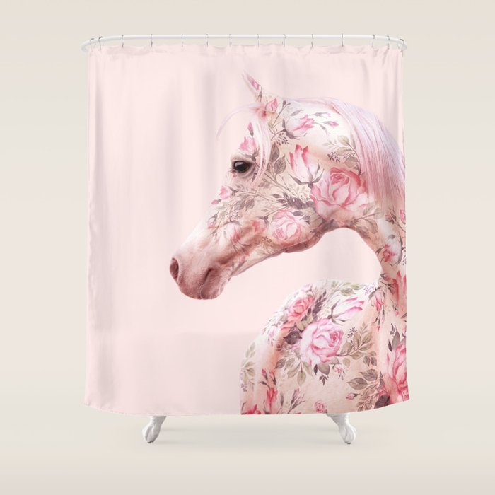 FLORAL HORSE Shower Curtain Gallery Image 1