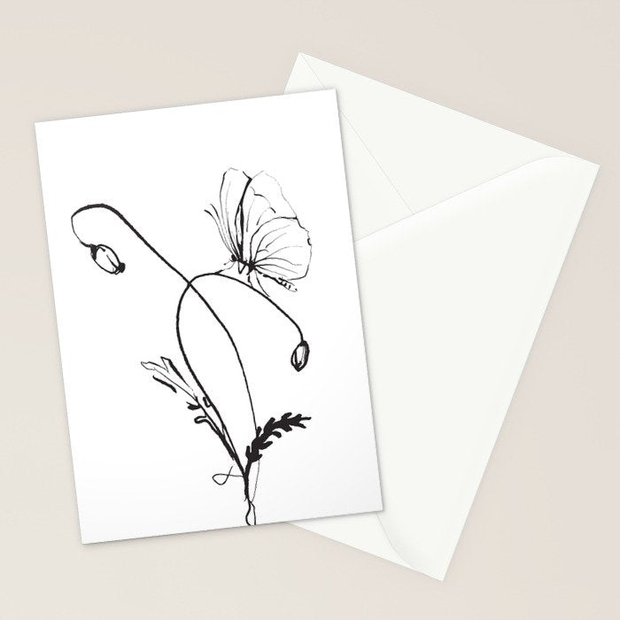 Butterfly on a little flower 5 Stationery Card Gallery Image 2