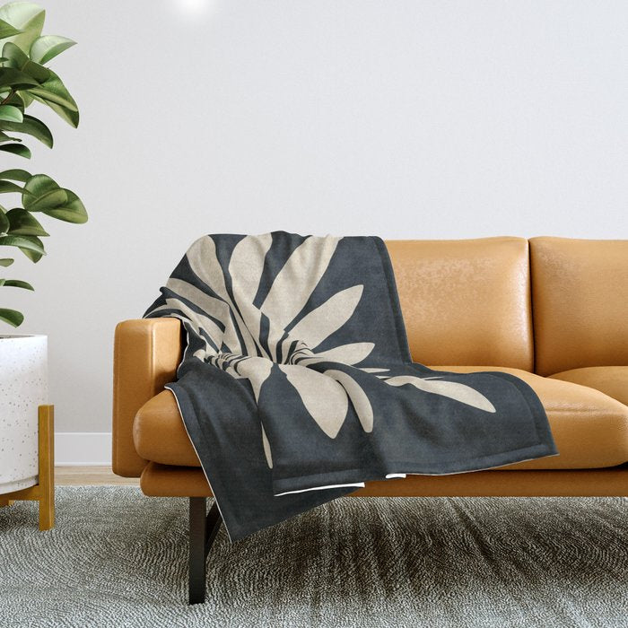 Star Leaf: Noir Throw Blanket Gallery Image 1